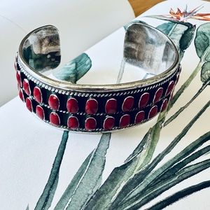Mexican Taxco Oxblood Coral Cuff Bracelet ♥️
